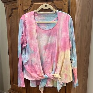 Belle by Kim Gravel Pastel Tie-Dye Long Sleeve Top
